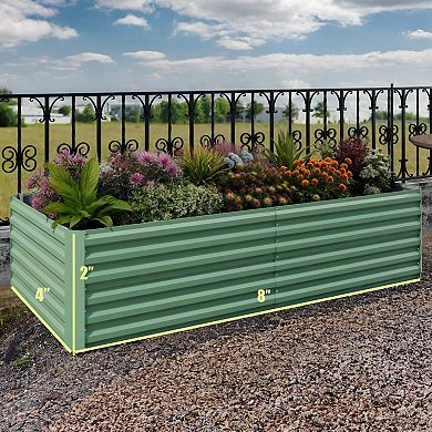 2PCS Galvanized Steel Rectangular Garden Bed with Open Base, Easy Assembly, Durable Planter