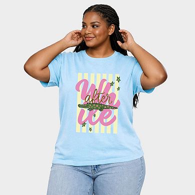 After A While Crocodile - Women's Plus Sized Garment Dyed Graphic T-Shirt