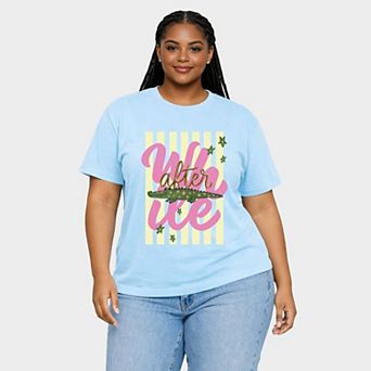 After A While Crocodile - Women's Plus Sized Garment Dyed Graphic T-Shirt