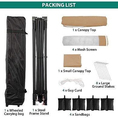 12x12ft Pop-Up Canopy, Mosquito Net, Adjustable Height, Waterproof UV