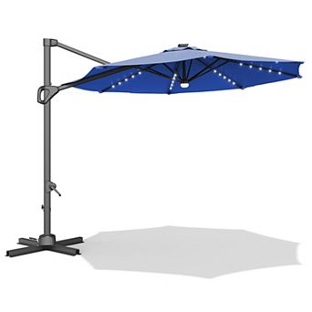 Solar LED Offset Patio Umbrella with Cantilever Tilt and Three Hundred Sixty Degree Rotation