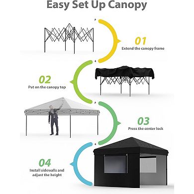 10x10 Waterproof Pop Up Canopy, 3 Sidewalls, Heavy Duty, Portable Beach Shelter