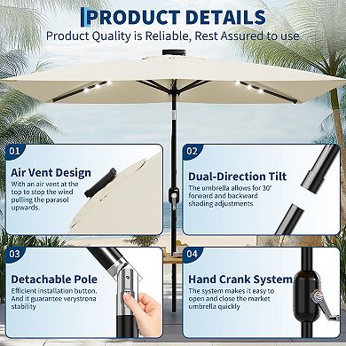 9ft Patio Umbrella with Crank Lift & Push Button Tilt, UV Protection for Outdoor Patio