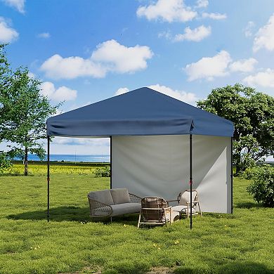 10x10 Pop Up Canopy, 1 Sidewall, UPF 50+, Waterproof, Roller Bag