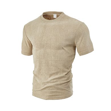 Men’s Breathable Jacquard Polo Shirt Short Sleeve Casual Athletic Tee