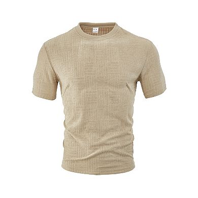 Men’s Breathable Jacquard Polo Shirt Short Sleeve Casual Athletic Tee