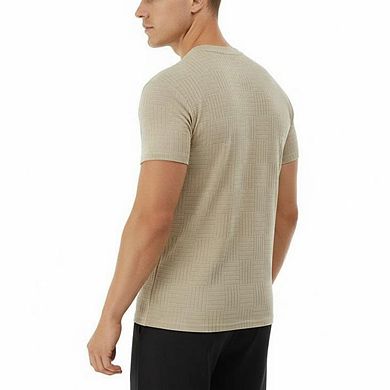 Men’s Breathable Jacquard Polo Shirt Short Sleeve Casual Athletic Tee