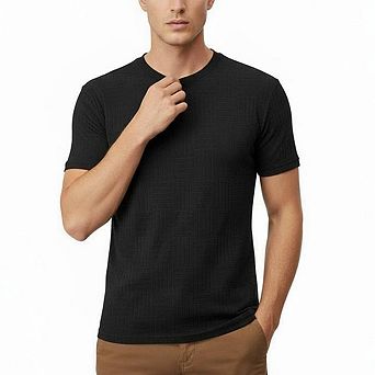 Men’s Breathable Jacquard Polo Shirt Short Sleeve Casual Athletic Tee