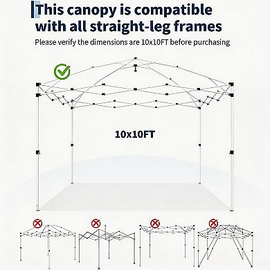 10x10ft Canopy Replacement Top with Silver Coated, Waterproof &UV Protection Cover for Outdoor Patio