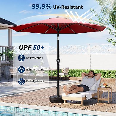 10FT Outdoor Patio Umbrella with Push Button Tilt & Crank, UV Resistant for Deck, Pool, Garden