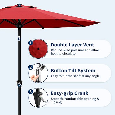 10FT Outdoor Patio Umbrella with Push Button Tilt & Crank, UV Resistant for Deck, Pool, Garden