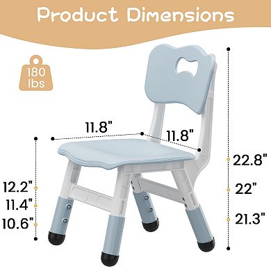 Kids Chair, 3-Level Height Adjustable Plastic Chair, 2-Pack Toddler Chairs, Classroom