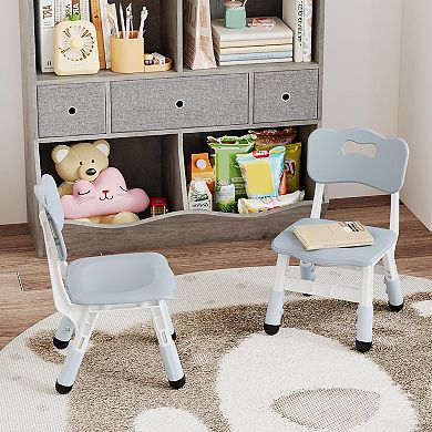 Kids Chair, 3-Level Height Adjustable Plastic Chair, 2-Pack Toddler Chairs, Classroom