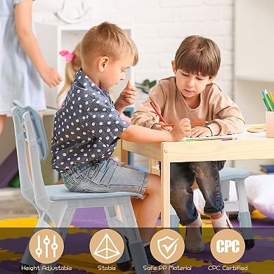 Kids Chair, 3-Level Height Adjustable Plastic Chair, 2-Pack Toddler Chairs, Classroom