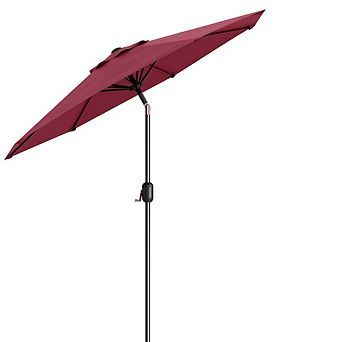 9FT Outdoor Patio Umbrella, 8-Rib Market Umbrella with Crank Handle And Tilt