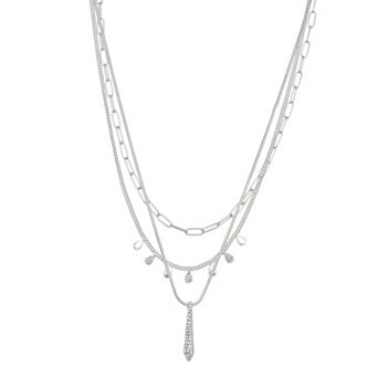 Nine West Silver Tone Multistrand Layered Necklace
