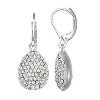 Nine West Silver Tone Teardrop Drop Leverback Earrings