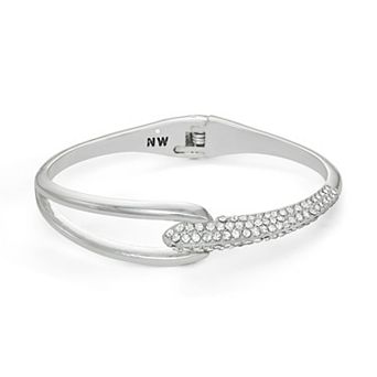 Nine West Silver Tone Pave Cuff Bracelet