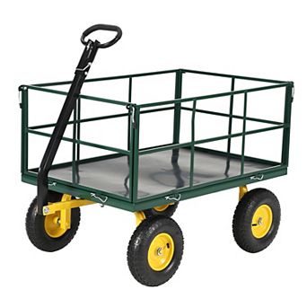 1500 lbs Heavy Duty Steel Garden Wagon Cart 3-in-1 Utility Yard Trailer with Removable Mesh Sides