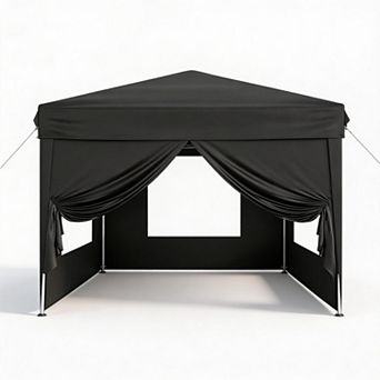 10x10 Pop Up Canopy Tent with 4 Sidewalls, Easy Up Outdoor Sun Shade for Camping, Parties