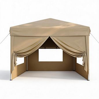 10x10 Pop Up Canopy Tent with 4 Sidewalls, Easy Up Outdoor Sun Shade for Camping, Parties