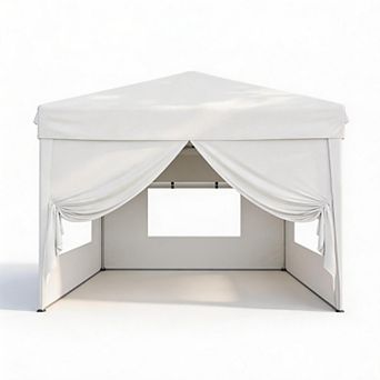 10x10 Pop Up Canopy Tent with 4 Sidewalls, Easy Up Outdoor Sun Shade for Camping, Parties