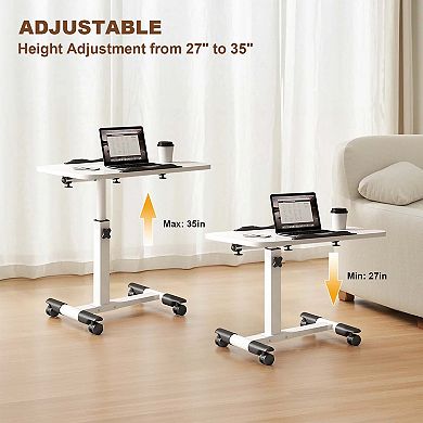 Desk with Wheels, Tilting Height Adjustable Workstation for Bed, Couch, Home Office or Hospital