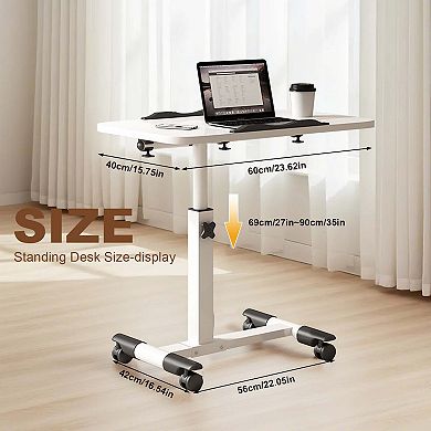 Desk with Wheels, Tilting Height Adjustable Workstation for Bed, Couch, Home Office or Hospital