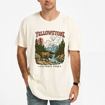 Yellowstone National Park Buffalo - Men's Garment Dyed Graphic T-Shirt
