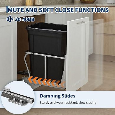 Heavy Duty Pull Out Kitchen Trash Can Stainless Steel Buckets for Under basin Cabinet Organization