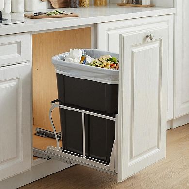 Heavy Duty Pull Out Kitchen Trash Can Stainless Steel Buckets for Under basin Cabinet Organization