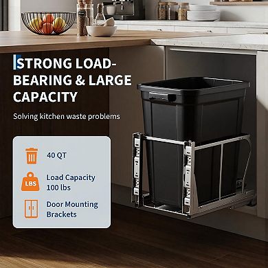 Heavy Duty Pull Out Kitchen Trash Can Stainless Steel Buckets for Under basin Cabinet Organization