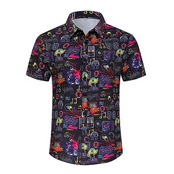 Mens Funny Summer Hawaiian Shirts 3D Graphic Button Down Short Sleeve Vacation Holiday Beach Shirt