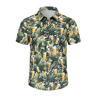 Mens Funny Summer Hawaiian Shirts 3D Graphic Button Down Short Sleeve Vacation Holiday Beach Shirt