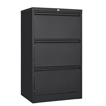 3 Drawers Lateral File Cabinet with Lock, Metal Filing Cabinet with Card Holder for Home Office