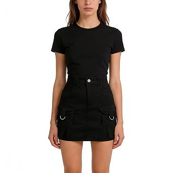 Women's Cargo Pocket High Waist Denim Skirt