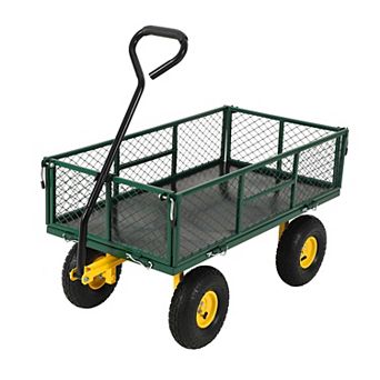 Utility Wagon with Removable Mesh Sides,900 lbs Heavy Duty Steel Garden Cart ,10" All-Terrain Tires