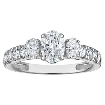 NaturaLux™ 10k Gold 1 1/2 Carat T.W. Lab-Grown Diamond Oval Engagement Ring
