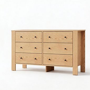6-Drawer Wooden Dresser for Bedroom, Modern Wide Storage Chest Organizer for Living Room, Entryway