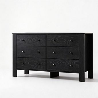 6-Drawer Wooden Dresser for Bedroom, Modern Wide Storage Chest Organizer for Living Room, Entryway