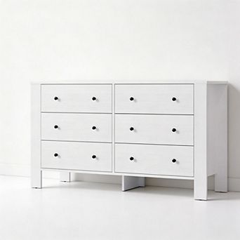 6-Drawer Wooden Dresser for Bedroom, Modern Wide Storage Chest Organizer for Living Room, Entryway