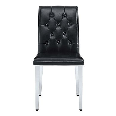 Sailvan PU Dining Chairs, 35 Inch Ergonomic Buckle Backrest with Silver Metal Legs