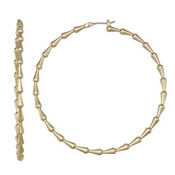 Nine West Gold Tone Textured Click-It Hoop Earrings