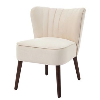 Modern Velvet Accent Chair, Upholstered Living Room Chair with Wooden Legs, Armless Lounge Chair