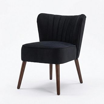 Modern Velvet Accent Chair, Upholstered Living Room Chair with Wooden Legs, Armless Lounge Chair
