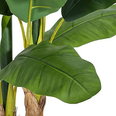 Artificial Banana Tree, Easy Care, Grey Planter, Exotic Faux Plant for Home Office Decor