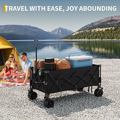 52" Heavy Duty Collapsible Wagon for Beach & Camping , 460lbs Capacity , All-Terrain Wheels