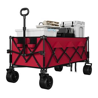 52" Heavy Duty Collapsible Wagon for Beach & Camping , 460lbs Capacity , All-Terrain Wheels