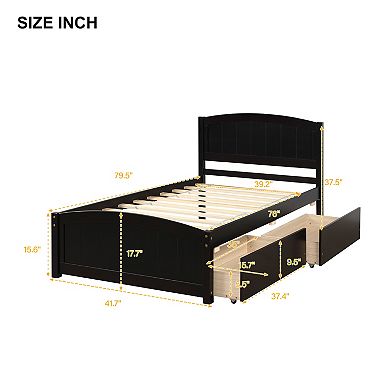 Sailvan Twin size Platform Bed with Two Drawers