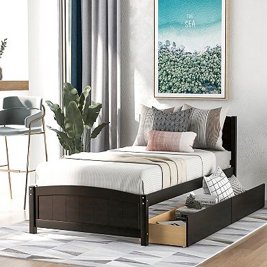 Sailvan Twin size Platform Bed with Two Drawers